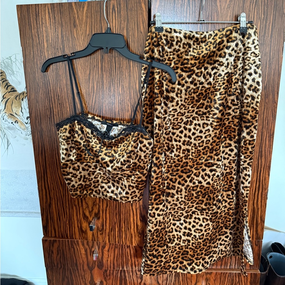 Leopard Print Skirt set